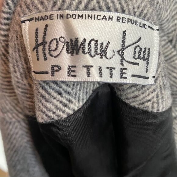 Herman Kay Vintage Pea Double Breasted Coat With Red Scarf Herringbone Tweed Siz - Picture 3 of 15